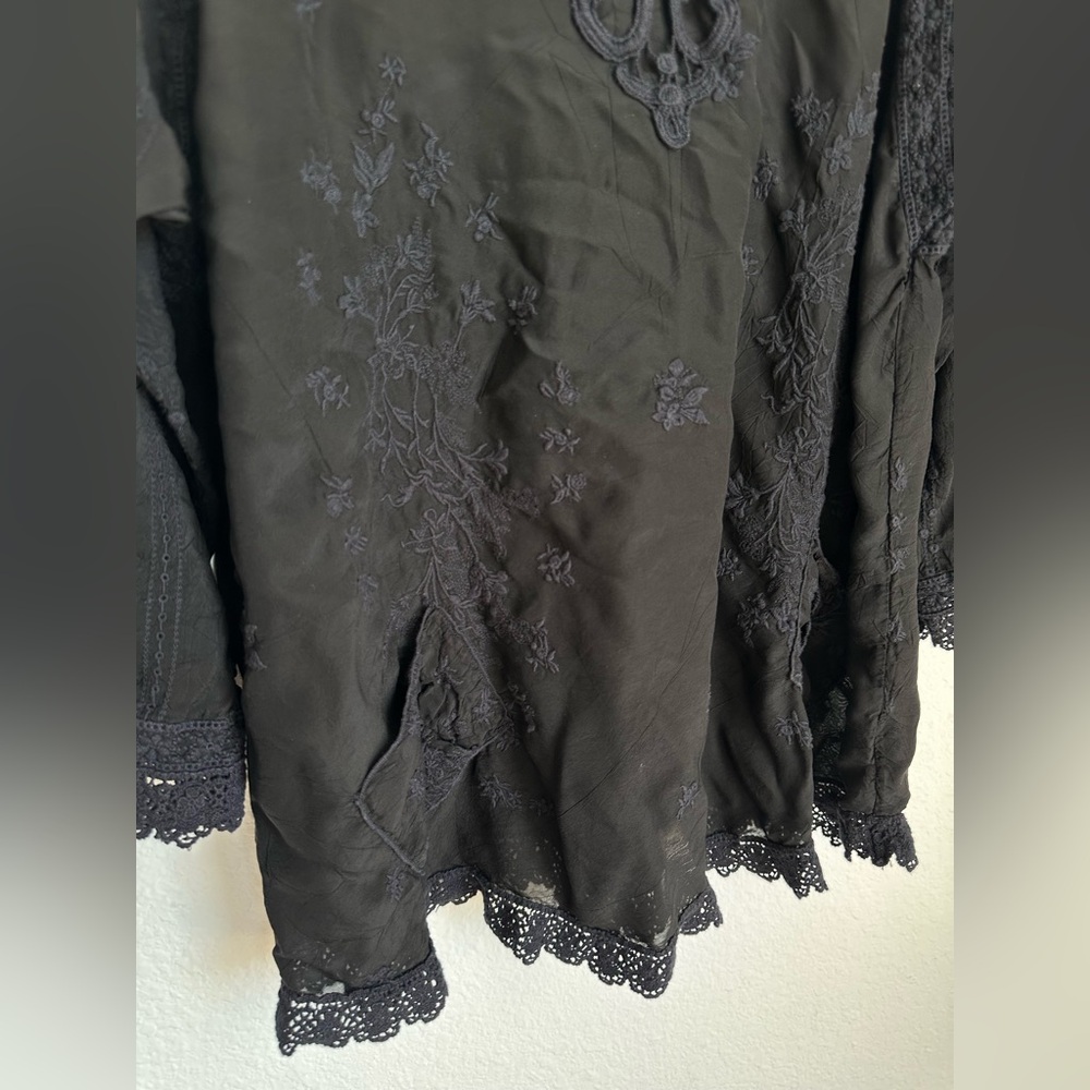 Johnny Was Embroidered Crochet-Trim floral Tunic Dress XL bohemian - Picture 7 of 13